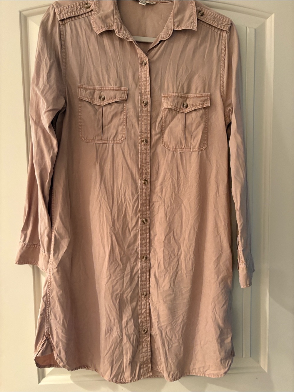American Eagle Outfitters Blush Button-Front Mini Shirt Dress